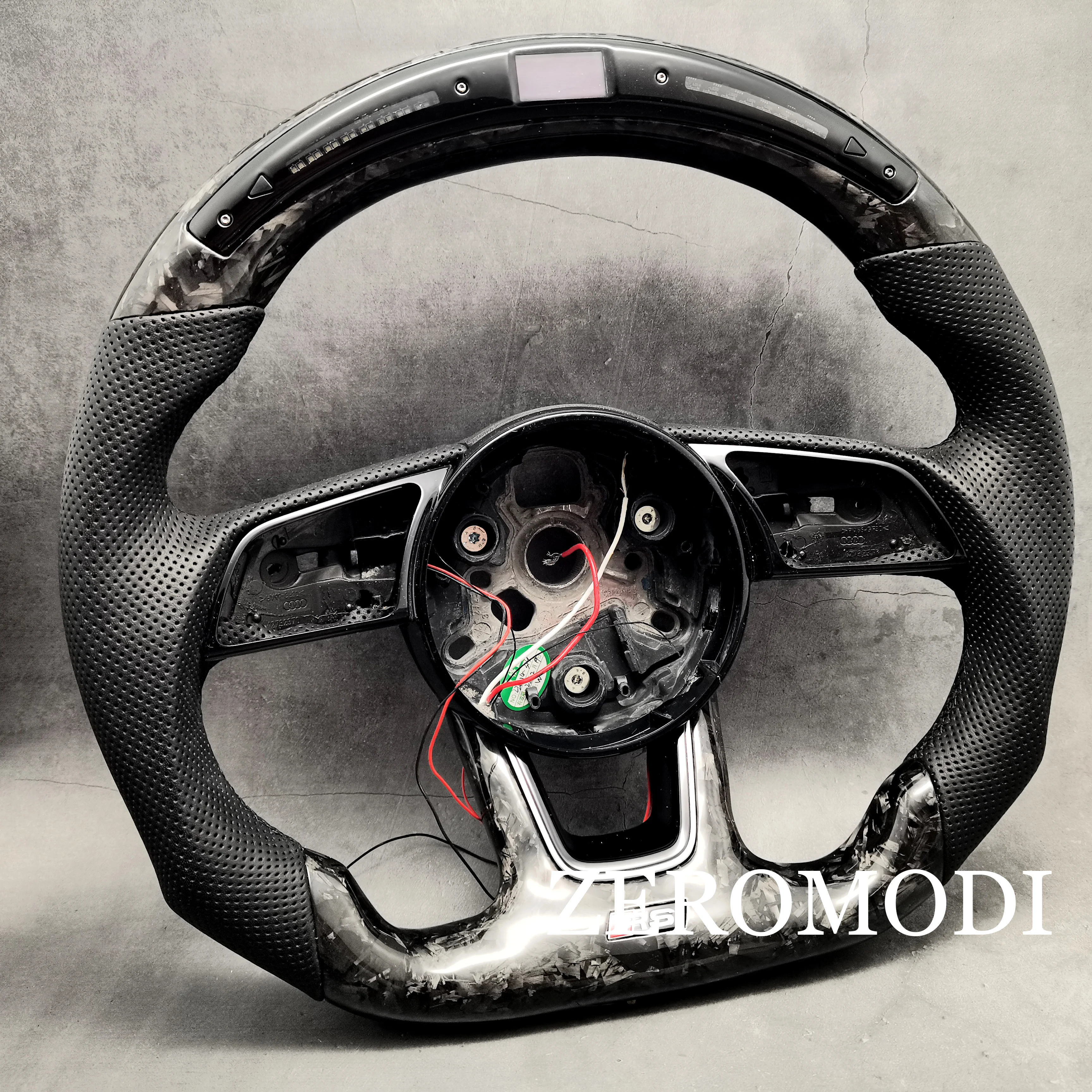 LED Forged Carbon Fiber Steering Wheel Perforated Leather Fit For Audi RS3 RS4 RS5 S3 S4 S5 A5