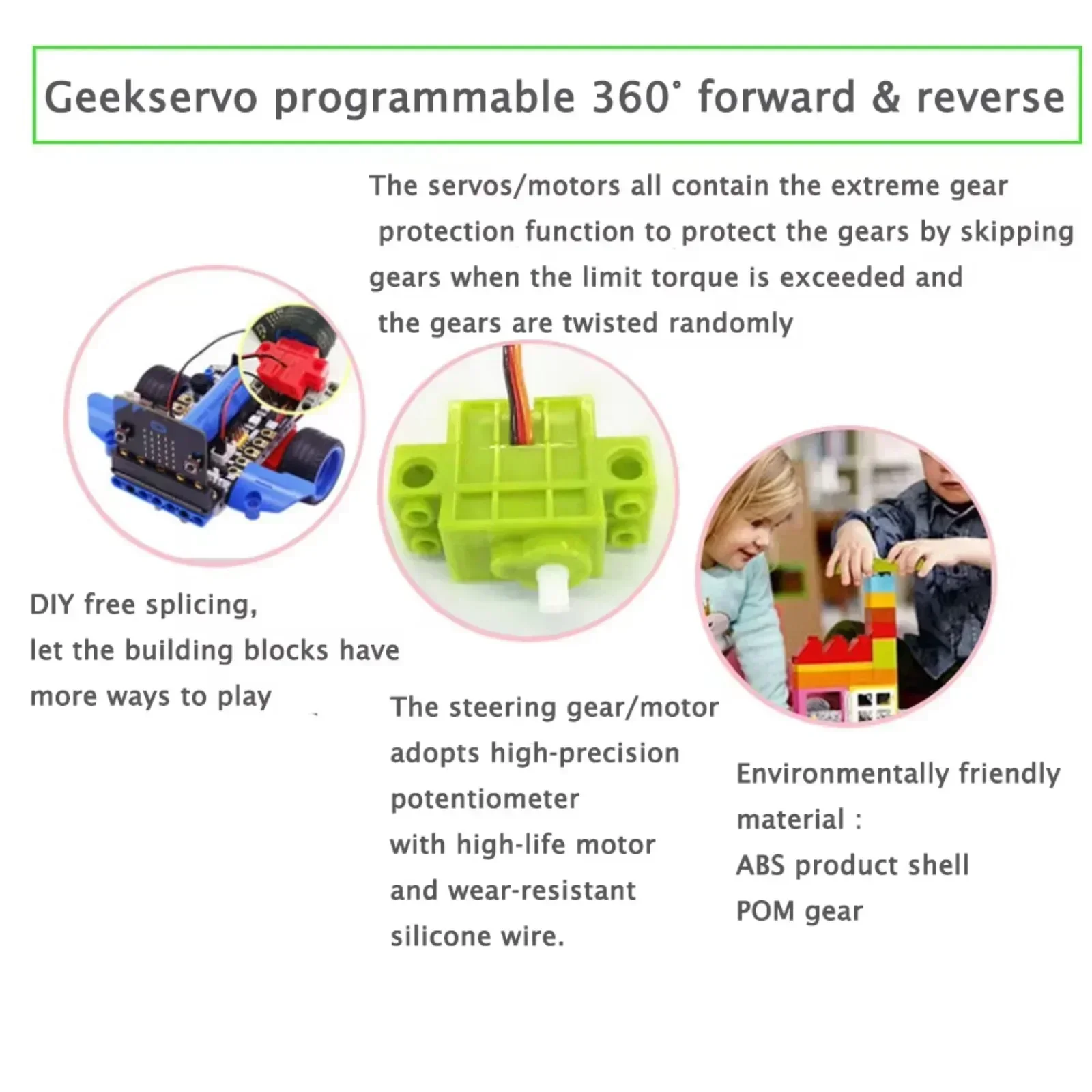 4 Stück 360 °   Programmierbarer Servomotor für Legoeds/Microbit Cross Axle Wheel High Torque Plug & Play STEM Robotics DIY ​