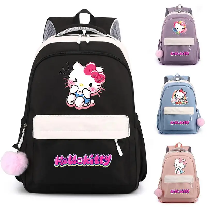 

MINISO Рюкзак Hello Kitty, школьный рюкзак, дорожная сумка для отдыха, подарок на день рождения для мальчиков и девочек, студенческий подростковый рюкзак, рюкзак