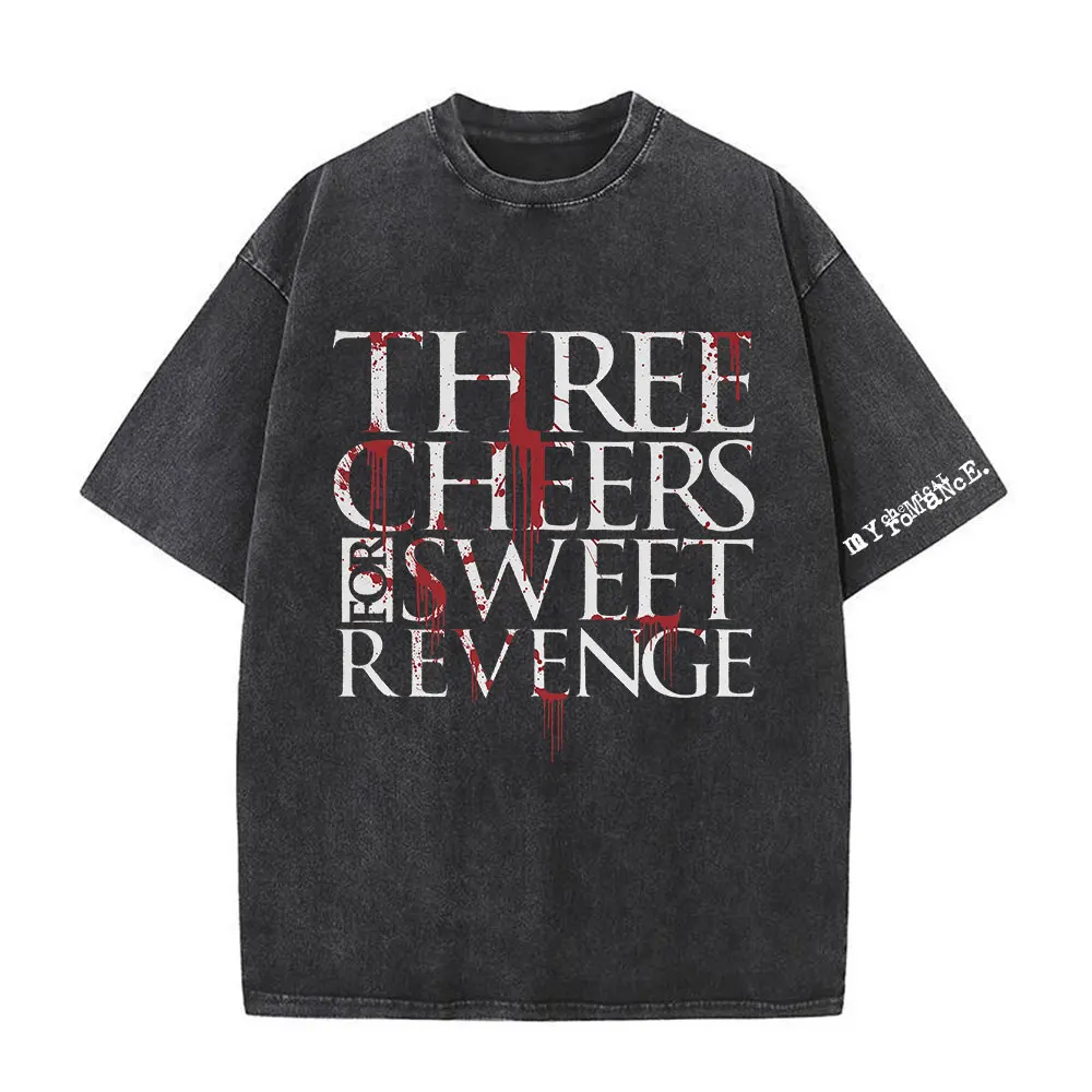 Vintage Washed Rock Band My Chemical Romance T-shirt Three Cheers for Sweet Revenge Gothic T-shirts Men Women Clothing T Shirts