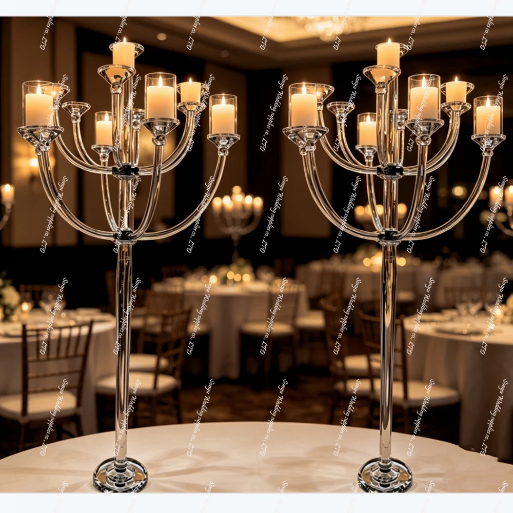 4-10pcs Wedding Table Centerpieces Events Reception Decorations Romantic 13 Heads Candle Stick Holders Tall acrylic Candelabra