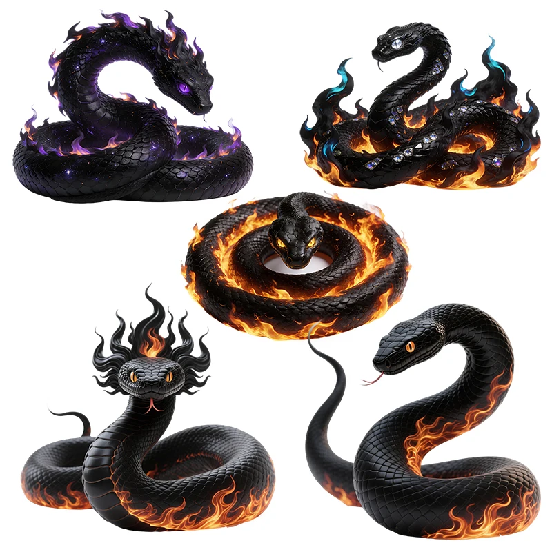 Three Ratels CEE58 Flame Black Snake Artistic wall stickers for home decoration Personalized car decal