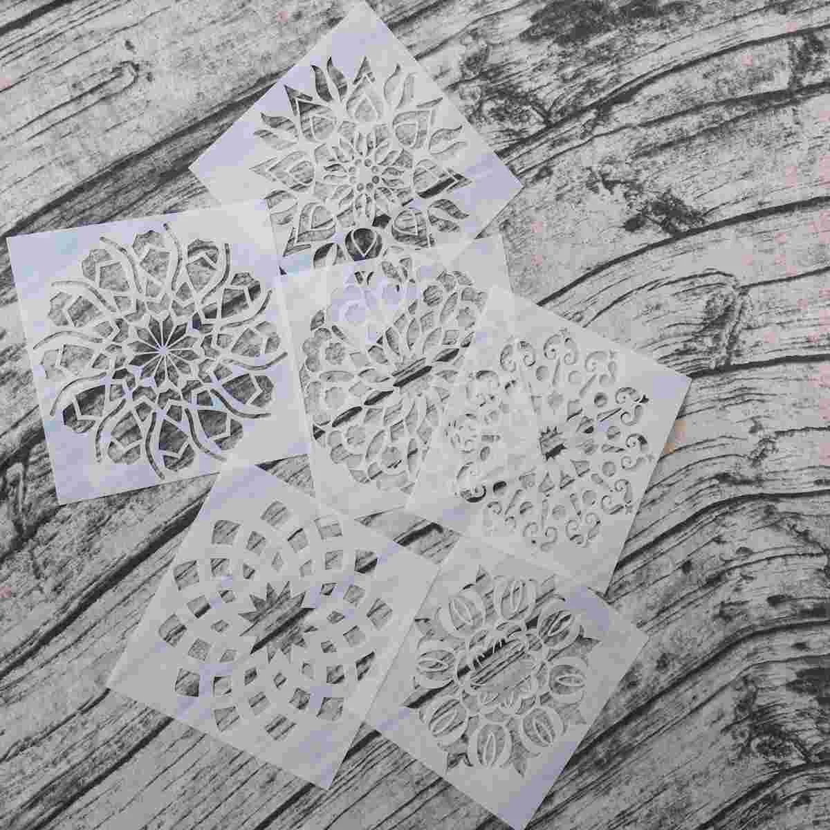 6 PCS Journaling Stencils Drawing Painting Templates DIY Flower Hollow Out