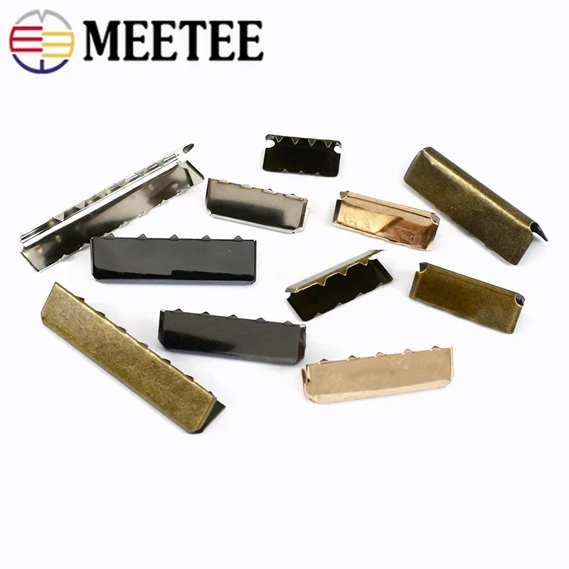 20/50pcs Meetee Metal Belt Clip Buckle Pants Belts Head Tail Stopper Webbbing Cord End Clips Buckles DIY Garment Accessories