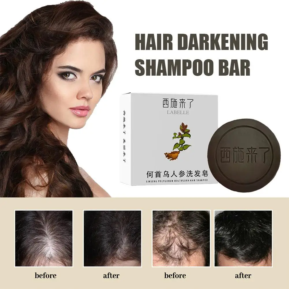 New Polygonum Hair Darkening Shampoo Bar Hair Cleaning Shampoo Soap Solid Shampoo Strengthen Hair Strengthen Nourish Hair Roots