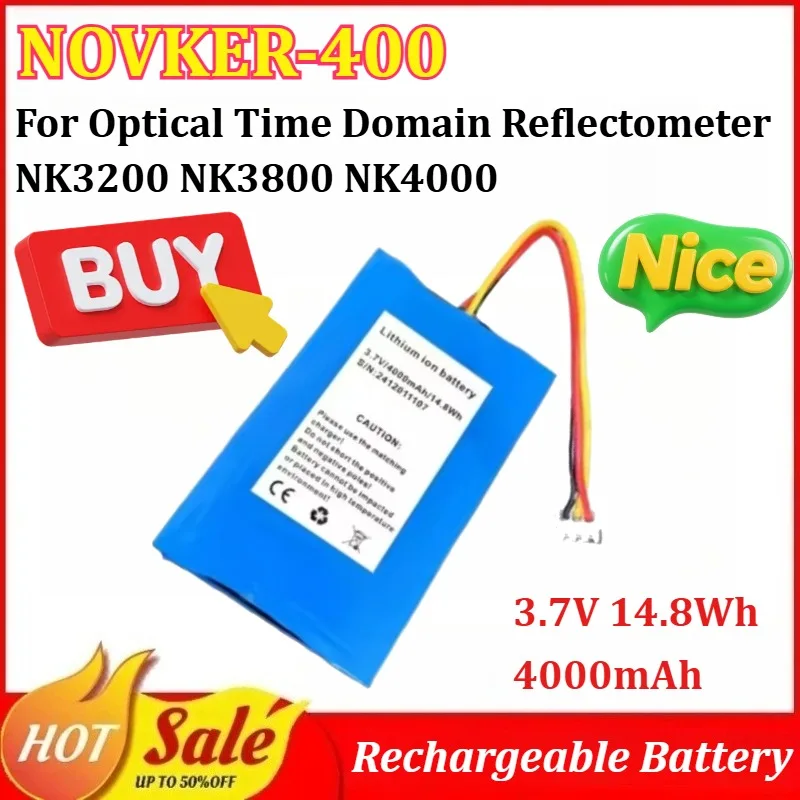 

New NOVKER-400 3.7V 14.8Wh 4000mAh Rechargeable Battery for Optical Time Domain Reflectometer NK3200 NK3800 NK4000