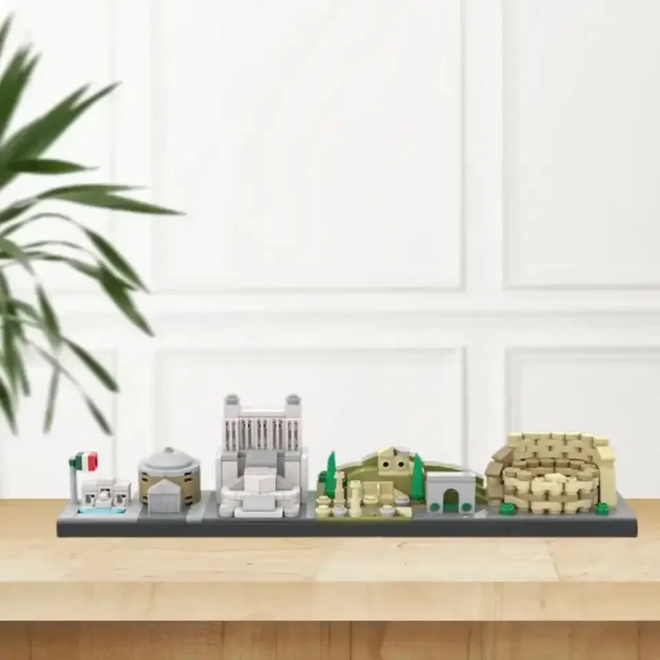 Roman Skyline MOC Building Blocks, Ancient Architecture Collection with Colosseum, Cityscape Desktop Decor for Adults