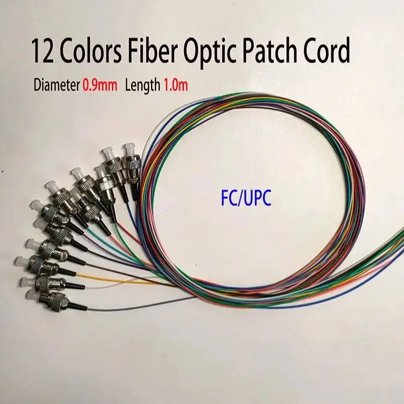 FC/UPC 12色光ファイバピグテールケーブル 0.9mm FTTH光ファイバパッチコード シングルモード光ファイバピグテール モデム用 1.0M