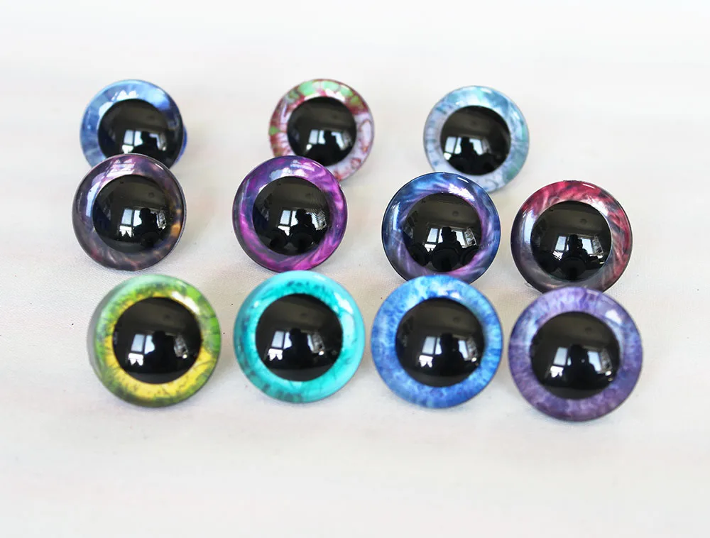 Olhos de segurança de brinquedo em cores 3d arco-íris 9mm-35mm, olho de boneca 3d + lavador para boneca de pelúcia diy-r12