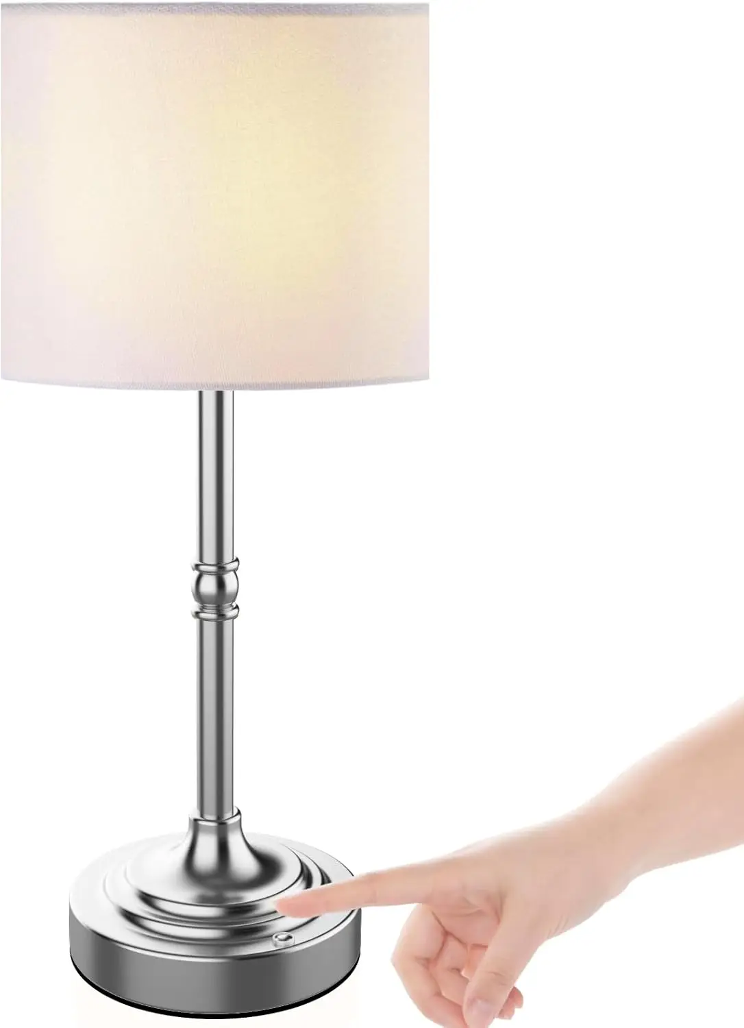 

Беспроводная перезаряжаемая светодиодная настольная лампа, сенсорный ночник с регулируемой яркостью для спальни, кухни, офиса - серебристый