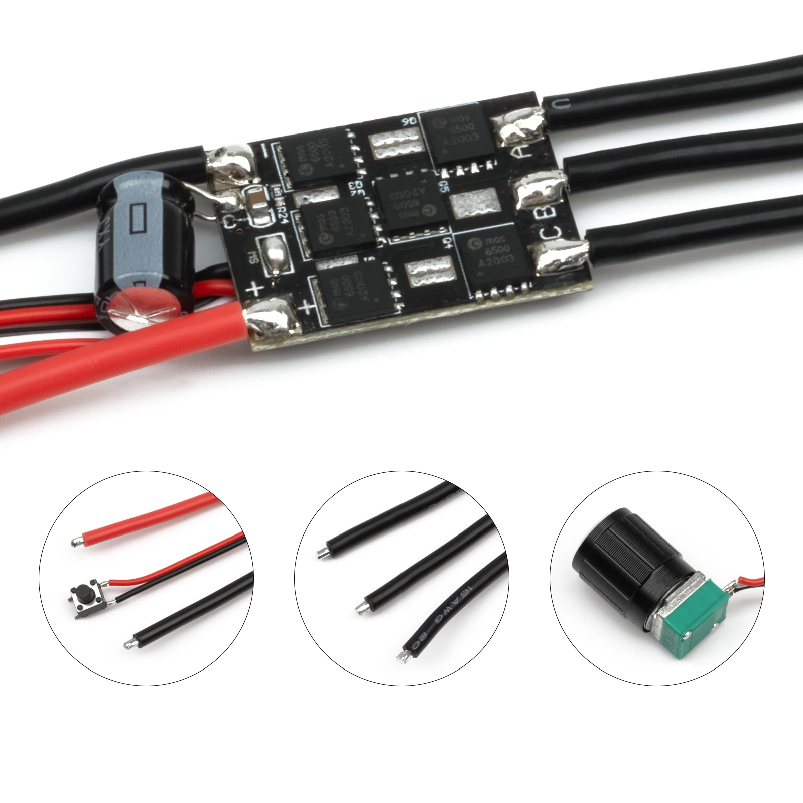 RCXAZ 30A Bürstenloser ESC-Controller, multifunktionaler bürstenloser Regler für RC-Modellboot/Panzer/Auto, Ersatzteile für gebürstete Motoren