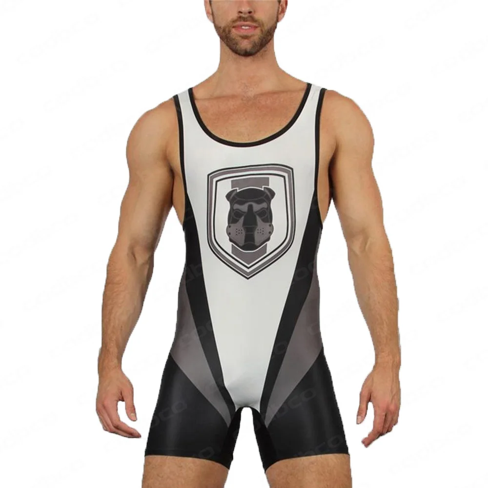 New Men's Wrestling Singlets Suit One Piece Bodysuit Professional Coverall Training Competition Freestyle GYM Wrestling Skinsuit