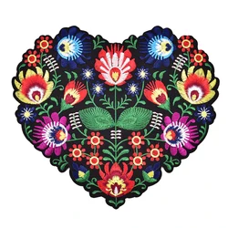 1pc Large Heart Flower Patch 3D Embroidery Applique Iron on Patches for Clothing Accessories Ethnic DIY Apparel Sewing Supplies