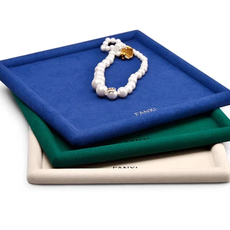 Solid Color Jewelry Display Tray Ring Necklace Organizer Elegant Portable Showcase for Boutique Store Counter Hotel Decoration