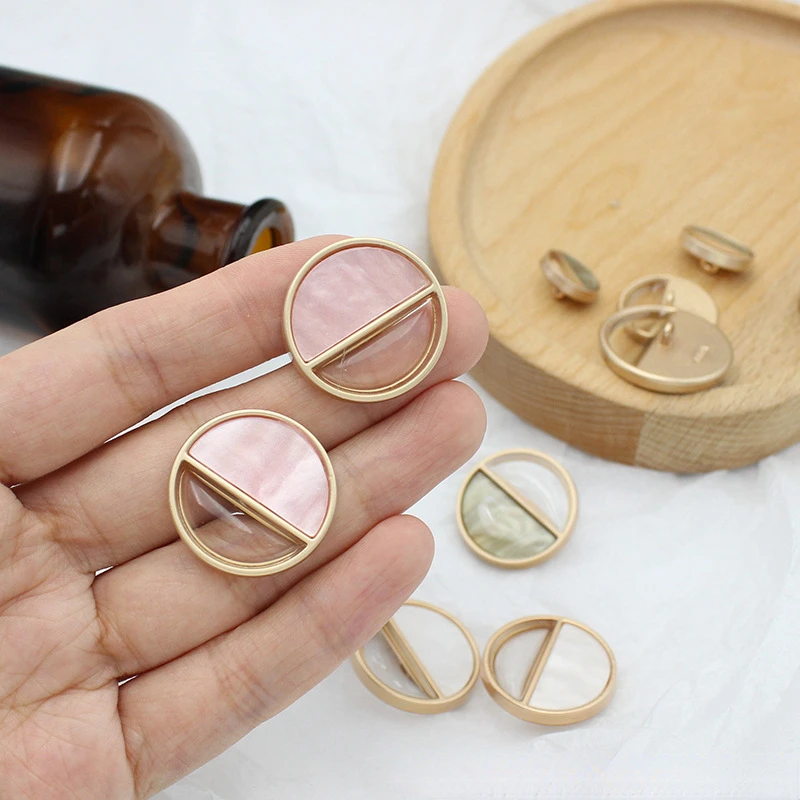 Metal Round Transparent Buttons Women Jacket Suit Buttons Coat Shirt Buttons for Sewing Needlework Sweater Dress Accessories