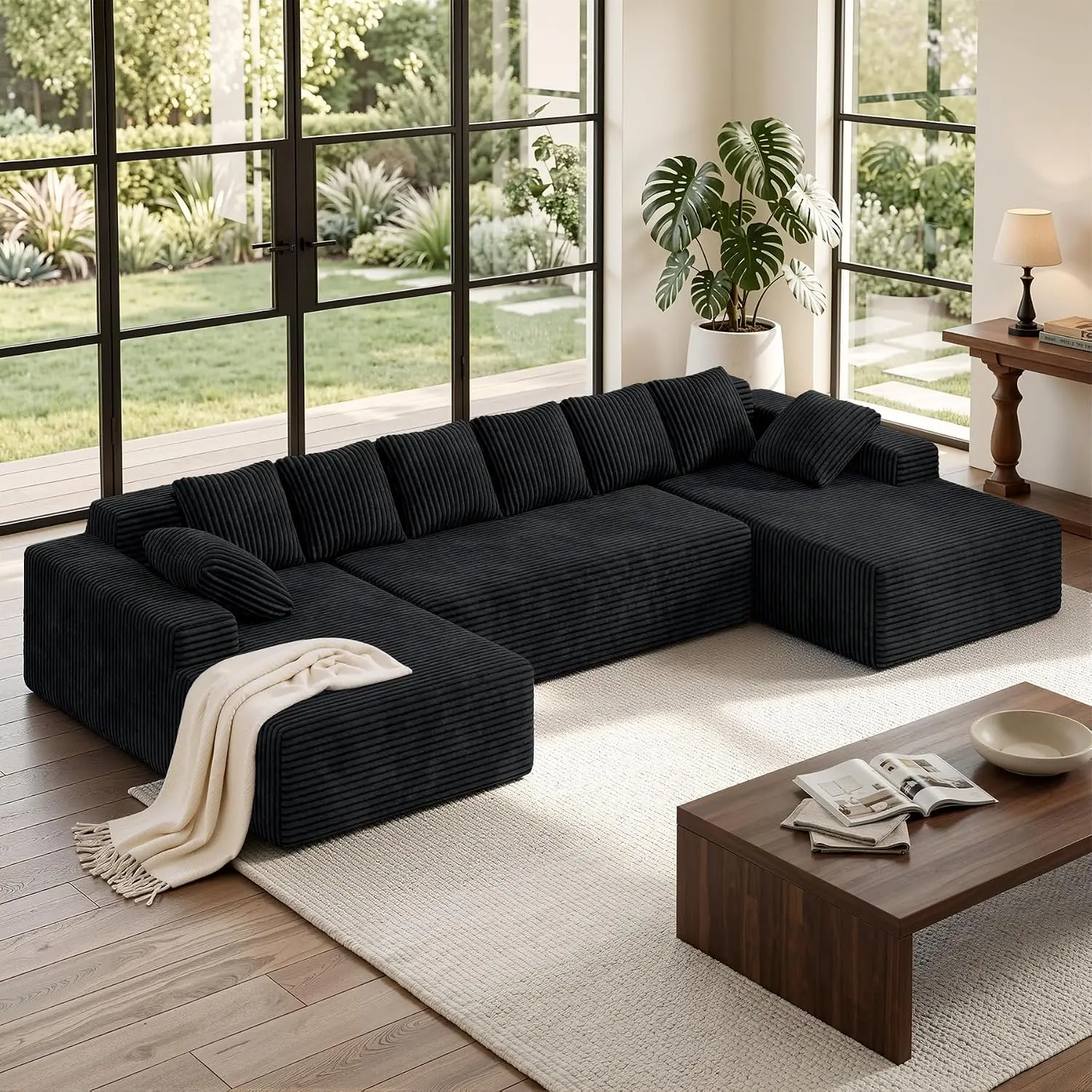 131'' Oversized Sectional Sofa with Chaise Boneless Cloud Couches | Deep Seat U Shaped Couches for Living Room,, Customized