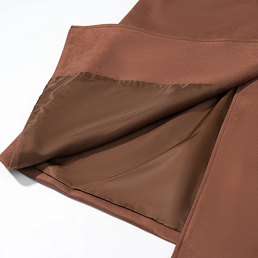 DiYiG ЖЕНЩИНА 2025, зимнее новое модное простое бархатное пальто из оленьей кожи, шикарное двубортное пальто с лацканами, верхняя одежда Mujer