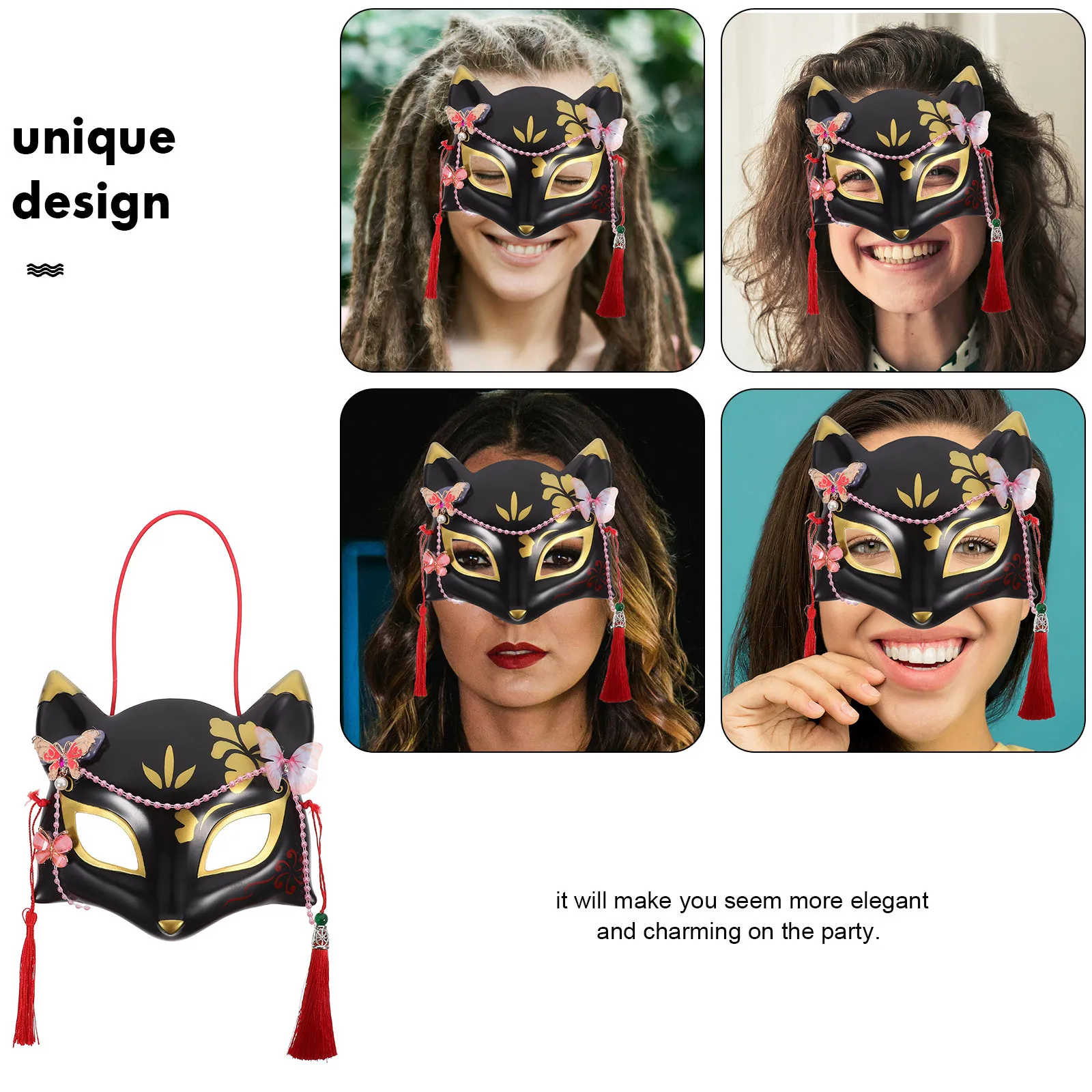 

Fox Half Face Mask ABS Material Classic Color Halloween Party Cosplay Masquerade Festival Mask Party Accessories