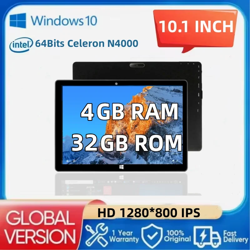 10,1'' tragbares Windows 10 Tablet 8 GB DDR3-RAM 128 GB EMMC 1920 x 1200 IPS 64 Bit Intel Atom x5-Z8350 1 * USB 3.0 HDMI-Anschluss Dual-Kamera