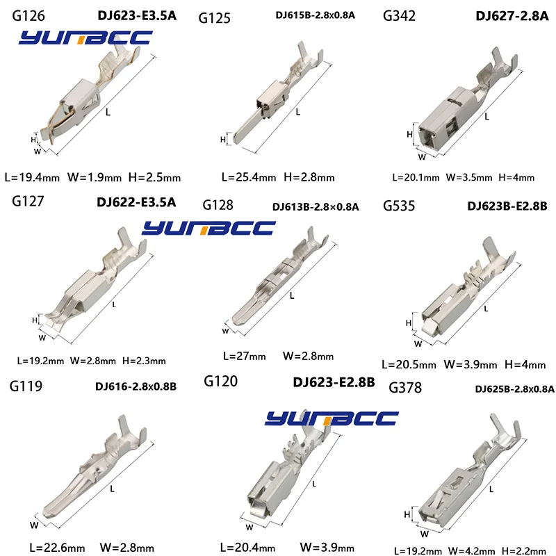 50 Pcs 2.5/2.8/3.5 MM Crimp Terminal  For FCI/TE/Tyco/AMP/Boschs Car Connector Auto Electrical Male Female Wire Terminals Pins