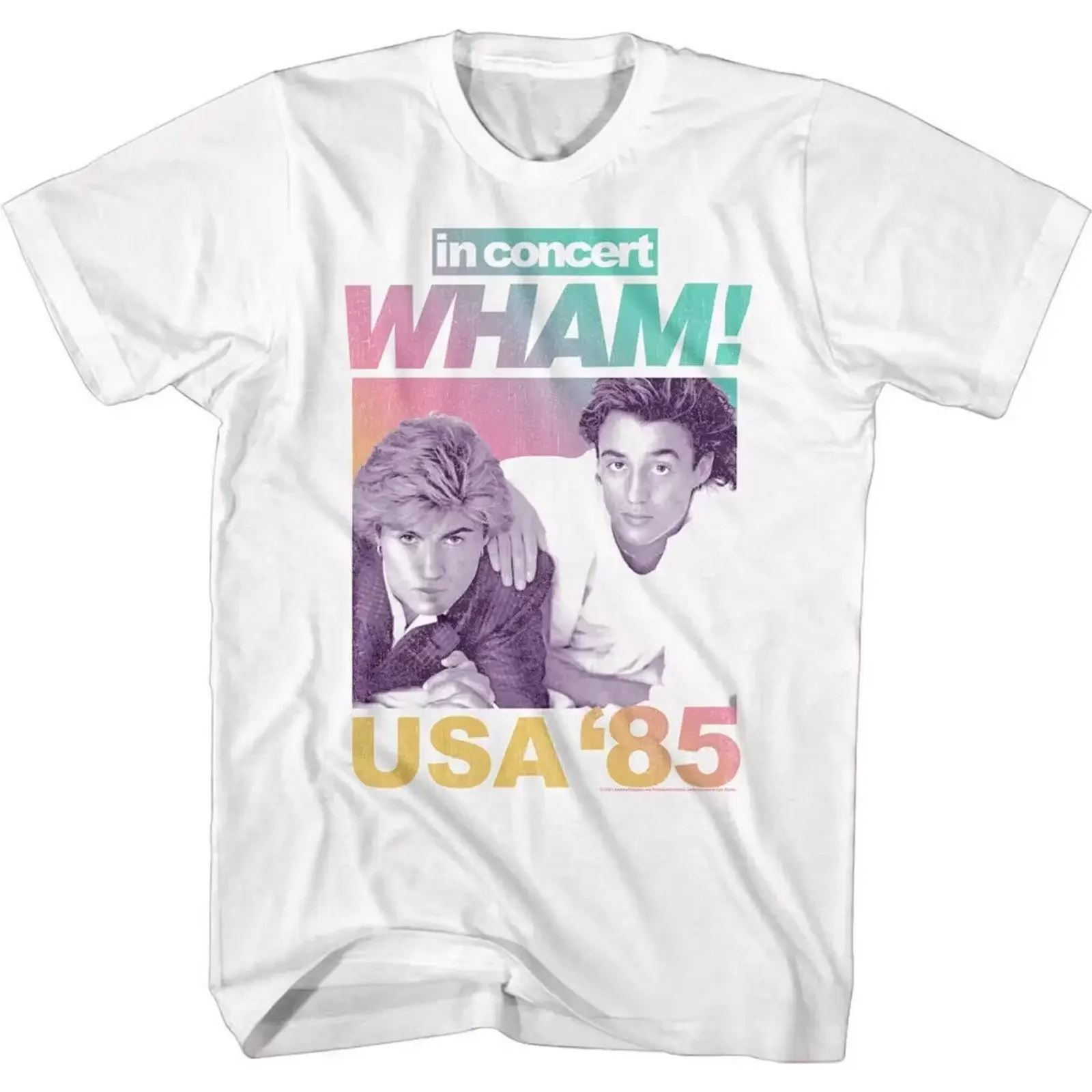Vintage Wham George Michael Heavy Cotton White T Shirt All Sizes MM821 vintage Washed fashion Stretched Comfortable
