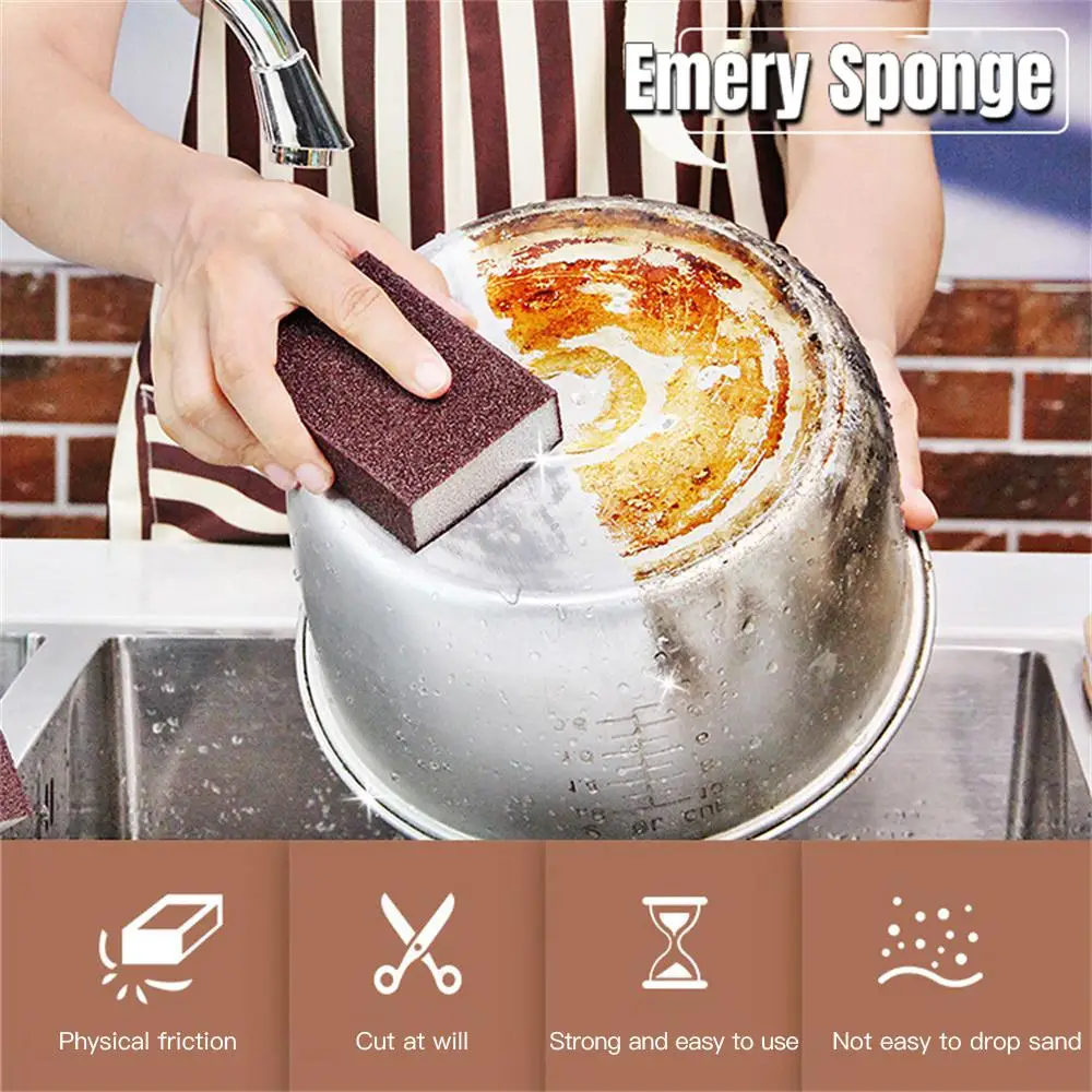 Magic Sponge Eraser Descaling Emery Cleaning Brush Silicon Carbide Descaling Cleaning Brush Stove Top Pot Kitchen Tools 8pcs