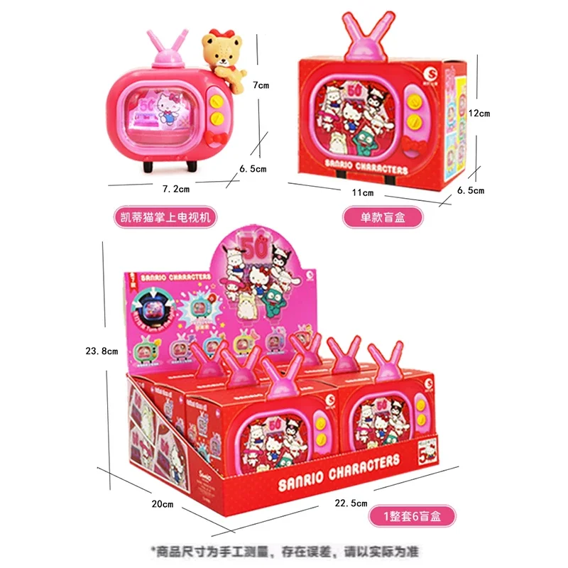 Sanrio família olá kitty 50th bolso tv melodia kuromi cinnamoroll pochacco presentes brinquedo modelo anime figuras coletar ornamentos