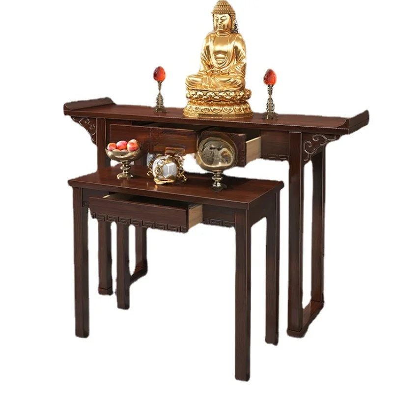 

New Chinese Style Solid Wood Altar Buddha Shrine God of Wealth Table a Long Narrow Table Buddha Niche Rural Middle Hall
