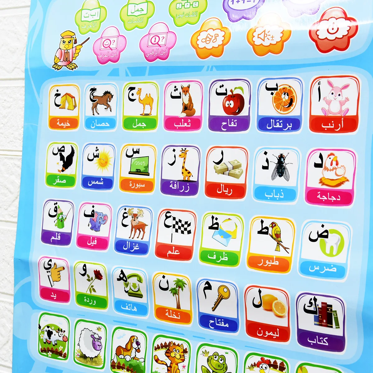 Arabic & English Electronic Alphabet Wall Chart Interactive Chart for Child Roll Learning Pronunciation Montessori Learning Toys