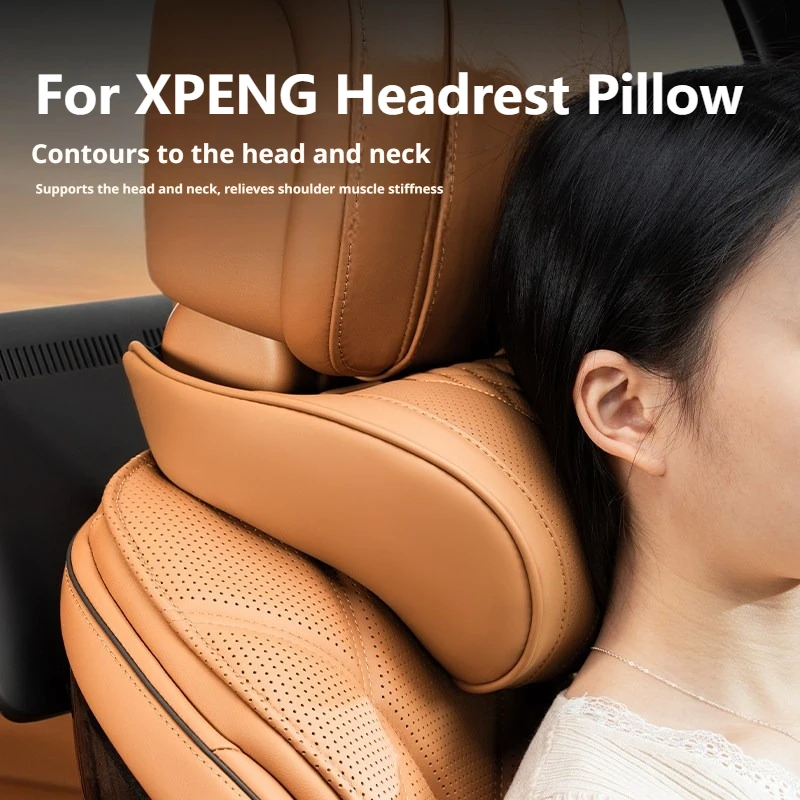 Luxury Nappa Leather Latex Car Neck Pillow For XPENG G3i P7 P7i P7+ G6 G9 G7 EREV X9 MONA M03 GX Ergonomic Support Car Waist