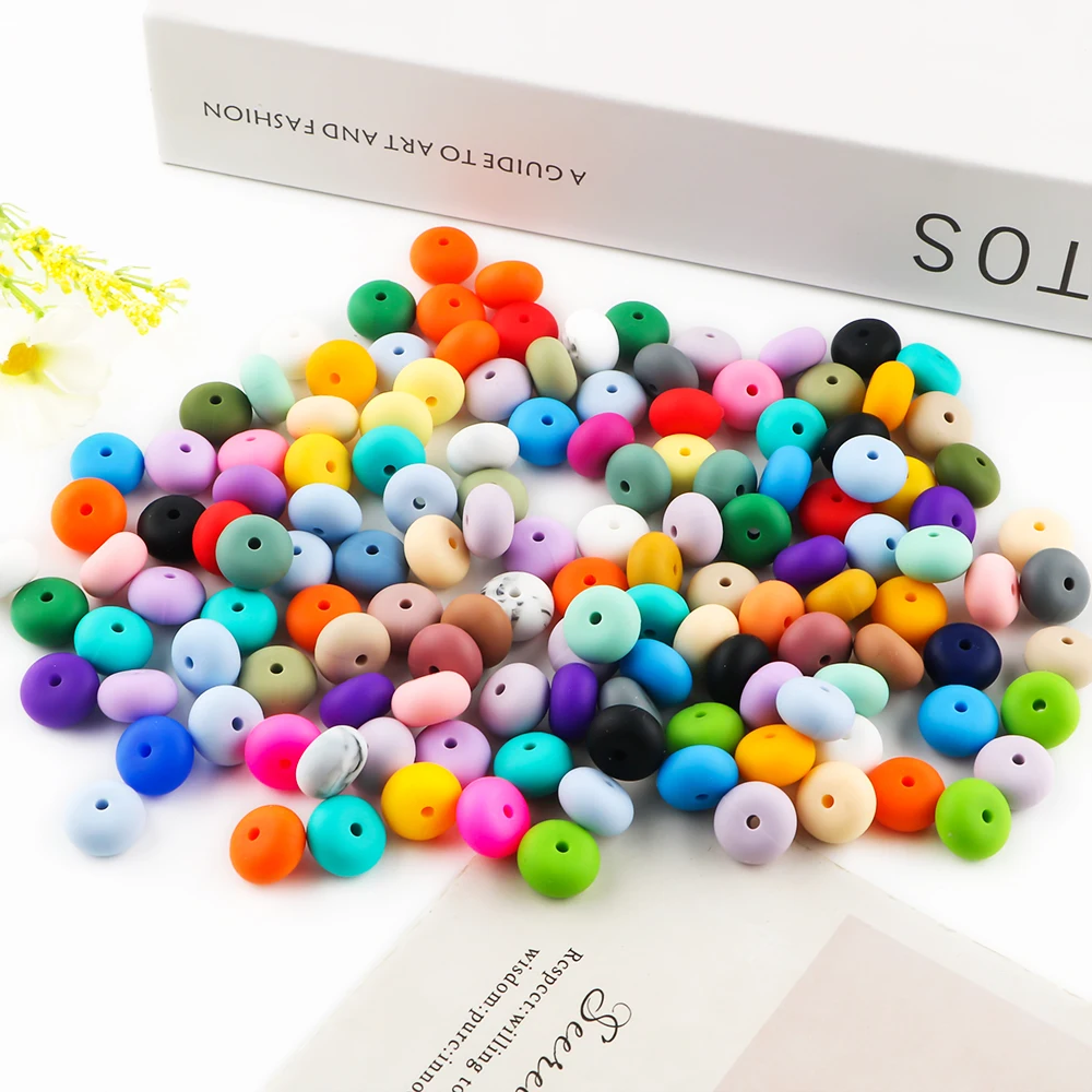 Sunrony 50pcs/lot 14mm Abacus Loose Silicone Beads Lentil Bead For Jewelry Making DIY Bracelet Necklace Decoration Accessories