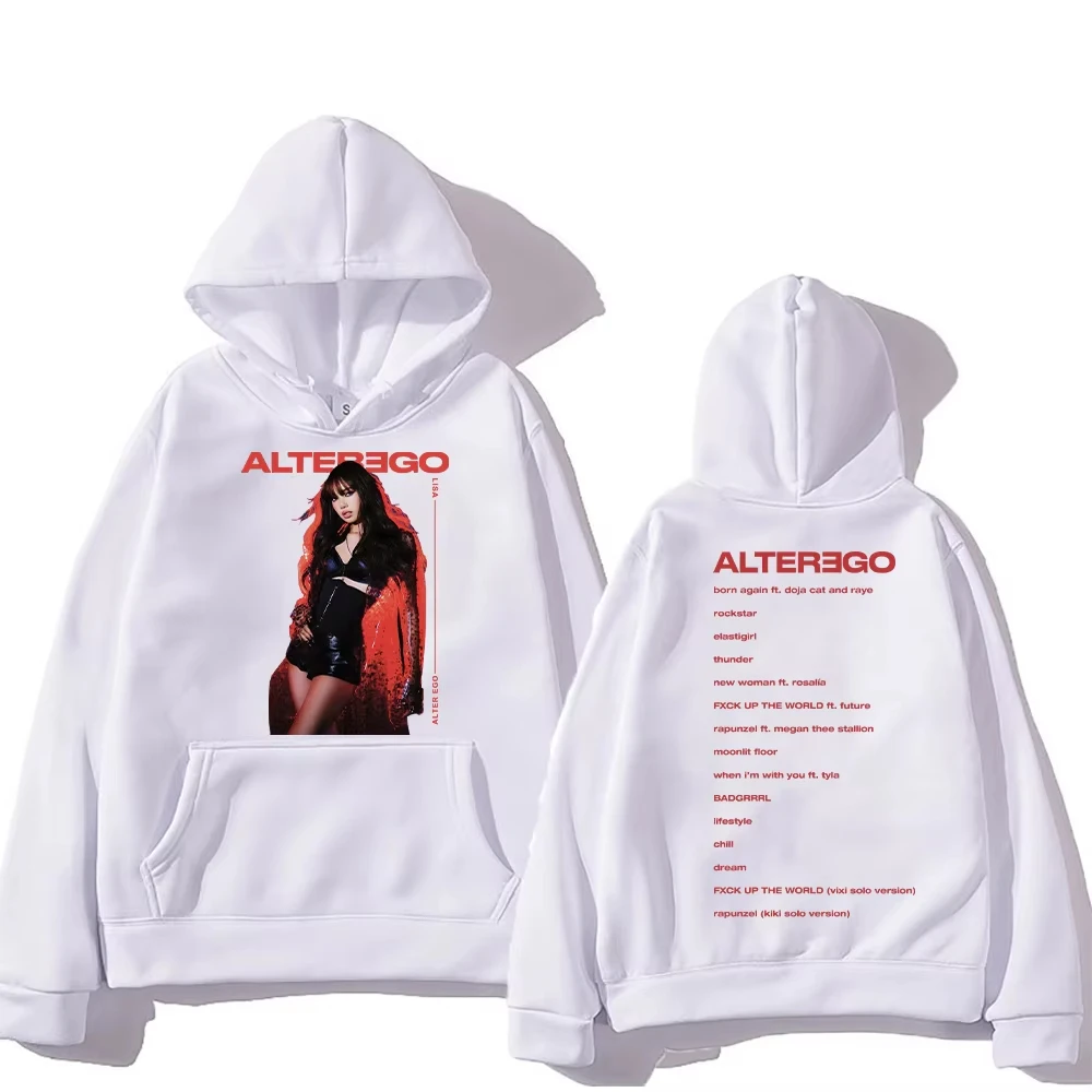 LISA Alter Ego Hoodies Kpop LISA ملابس جديدة للنساء والرجال موضة الجرونج الجمالية البلوز عادية Y2K الخريف الشتاء البلوفرات #6