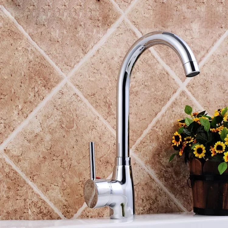 Hot and Cold Water Tap Household Kitchen Mixer Faucets Single Handle Single Handle Sink Tap Deck Mounted Kitchen Accessories
