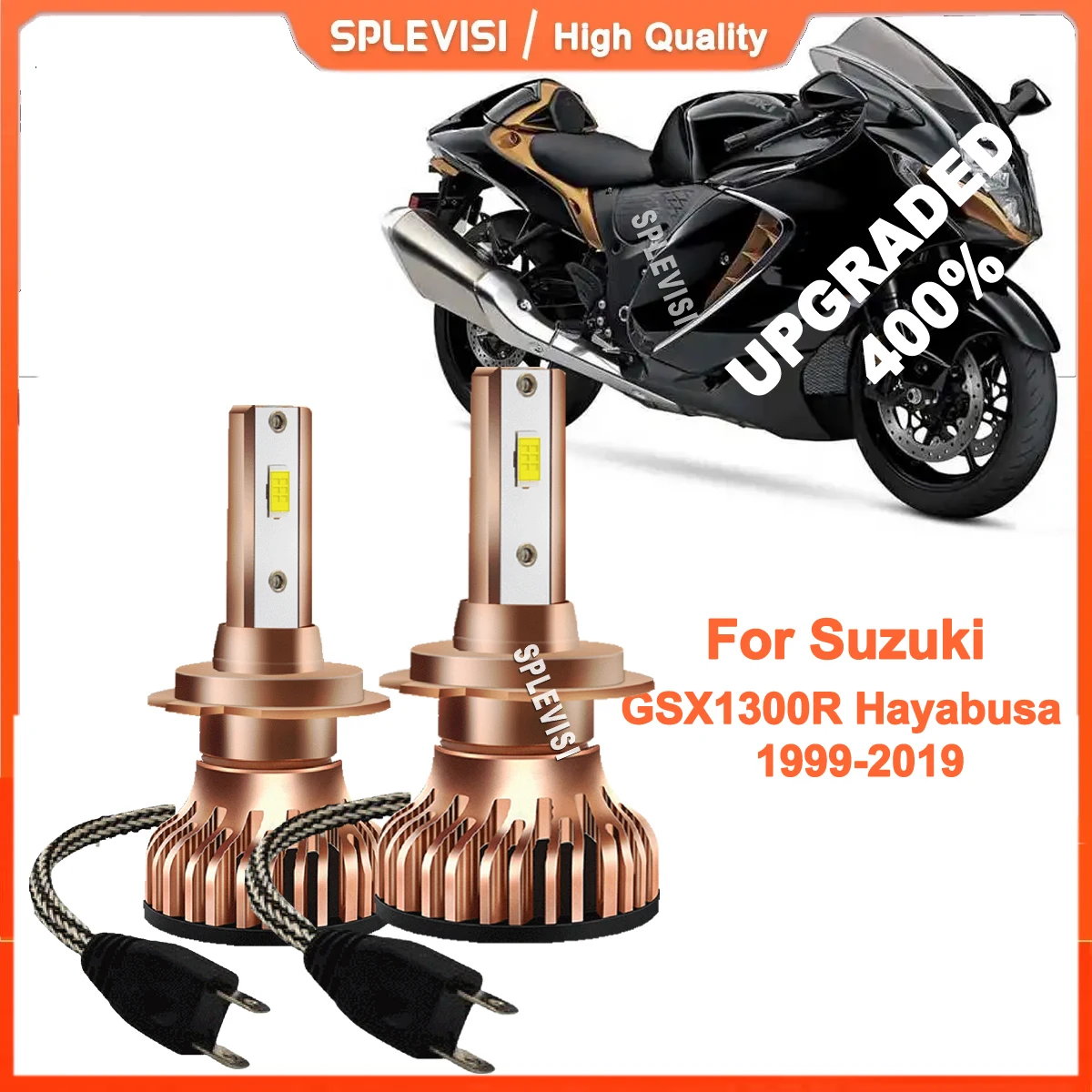 

2x Motorcycle H7 LED White Headlight Bulbs with Fan CSP Chip 6000K For Suzuki GSX1300R Hayabusa 1999-2019 2000 2001 2002 2003