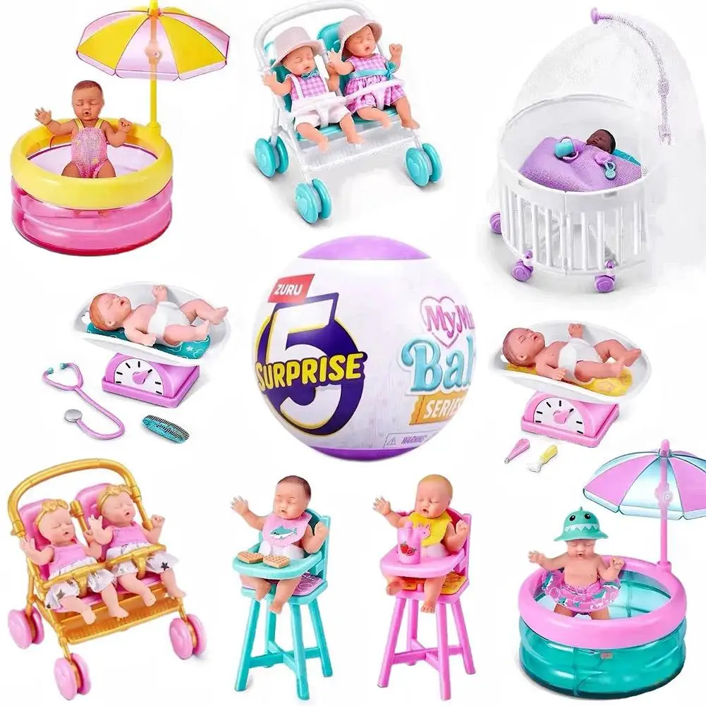New Product Five-Times Surprise Ball 2nd-Generation Baby Ball Doll Stroller Mini Egg Baby Dollhouse Scene Micro Toys Blind Box