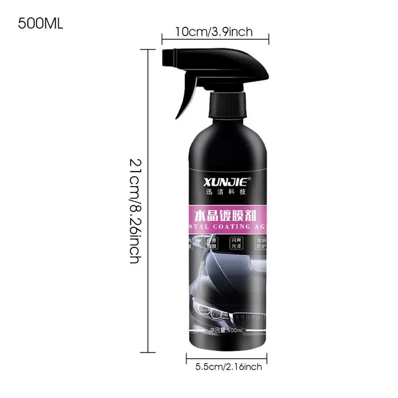 Spray de recubrimiento de cera para coche, agente de recubrimiento de pintura para automóvil de 16,91 oz, cera polaca de recubrimiento hidrofóbico para suministros de mantenimiento de vidrio