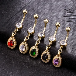 KUNIU 1pc Simple Tear Drop Shape Belly Ring Women’s Fit Piercing Body Jewelry