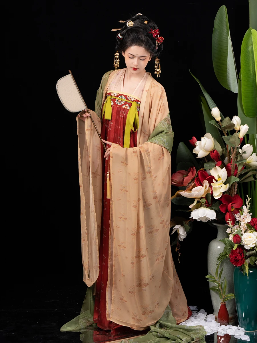 

Hanfu Dunhuang Tang Dynasty recovery style, thin chest skirt, shirt torn skirt, spring and summer set silk