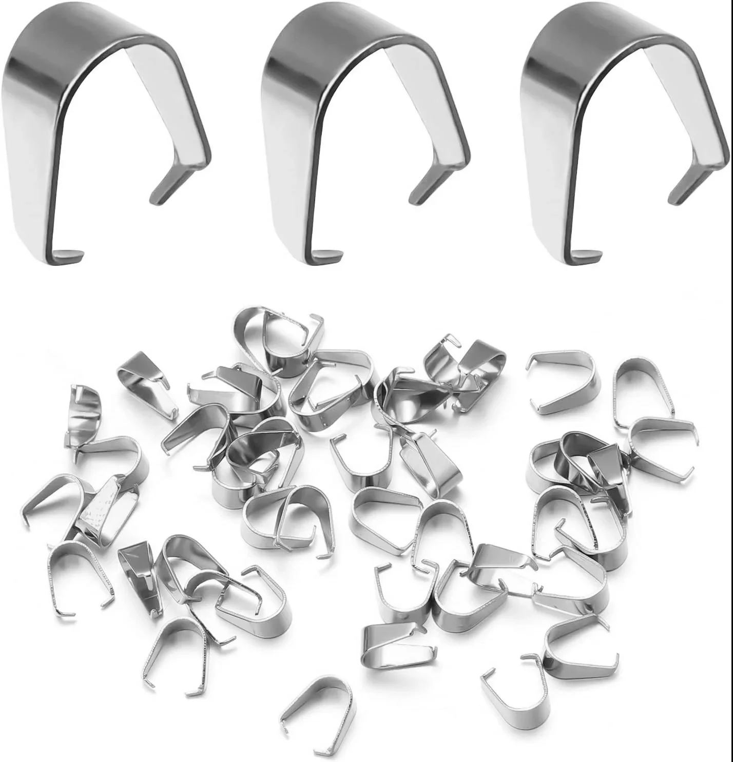 100pcs Stainless Steel Clasps Bails Charm Melon Seeds Buckle Pendant DIY Necklace Bracelet Connectors Jewelry Findings