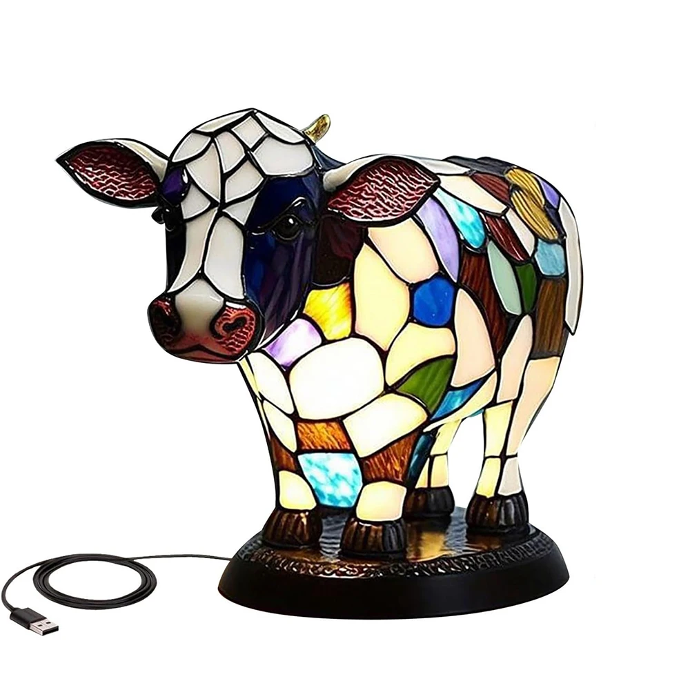 

Cow/Monkeys Animal Bedside Lamp Lightweight Ambience Light Stylish Night Light Decoration for Living Room Bedroom Table Lamp