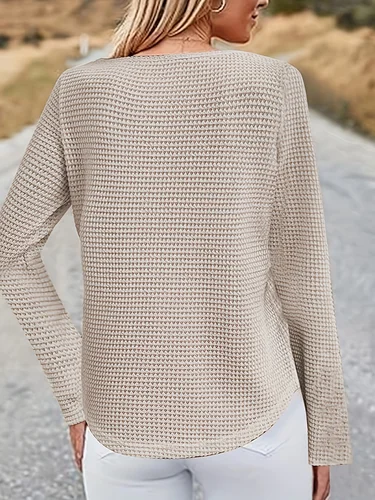 Imagen 2 del producto Camiseta informal elegante para mujer, camiseta holgada a la moda, camiseta de manga larga con temperamento para mujer, fin de semana de vacaciones