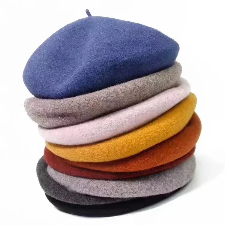 Retro Wool Beret Hat Autumn Winter Women British Hepburn stylish Artist Painter Hats Thick Warm Woolen Pumpkin Beanies Cap