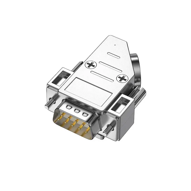 DB9 45° Male Female Plug 9-pin Serial Port Connector 45 Degree Metal Shell COM RS232/485 Soldering Plugs