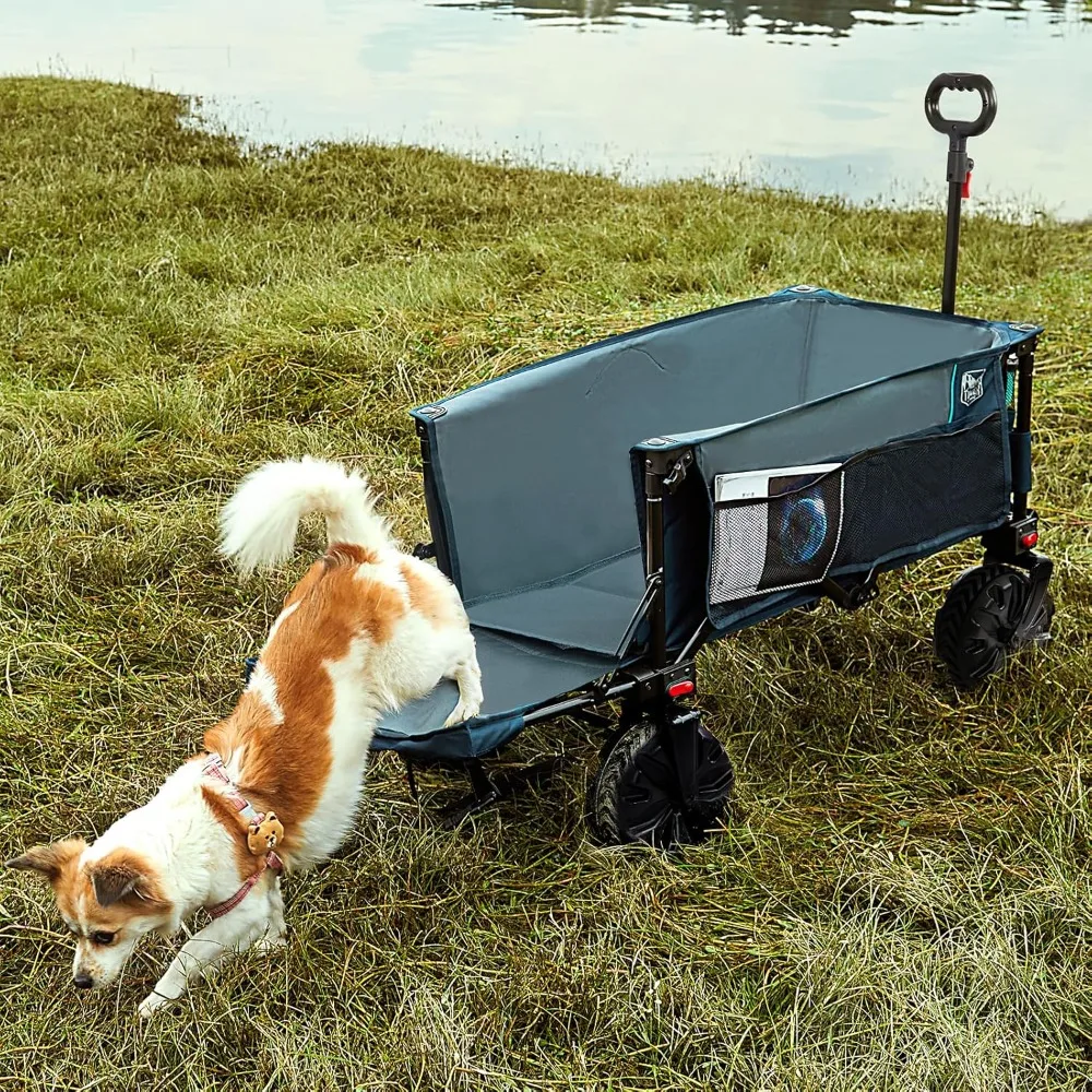 TIMBER RIDGE-Wagon Pliant Extra Long avec Hayon, Chariot de Plage RapDuty 300 Artériel, Grandes Roues Tout Terrain, 47"