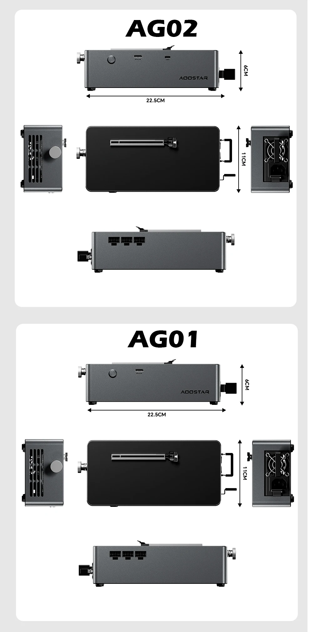 AG01 AG02 EGPU Dock with OCulink/USB4 Port, Built-in 800W Power Supply, Supports TGX Hot-swap, PCIe 4.0 X4