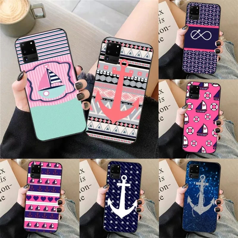 Sailor Safely Anchor Phone Case for Samsung Galaxy S23 S22 S21 S10 S9 S8 Plus Ultra Black Soft Cover Funda Shell