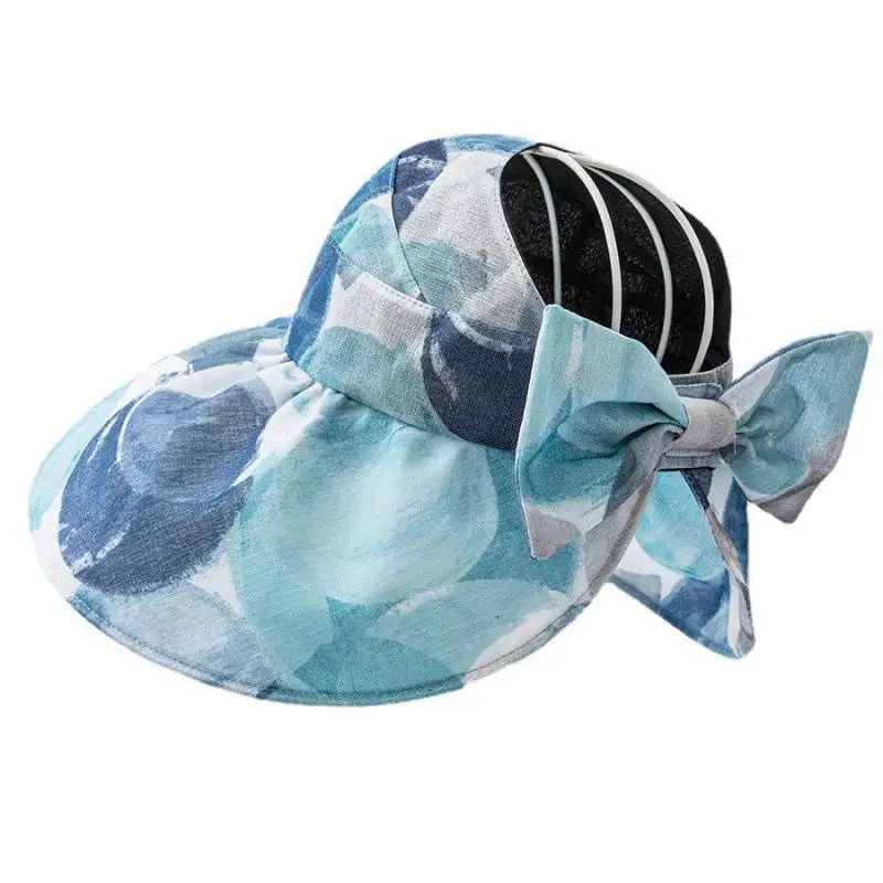 

Summer Hats For Women Empty Top Sun Hat Big Wide Brim Sunscreen Visor Cap New Colorful Foldable Beach Hat Female Ladies