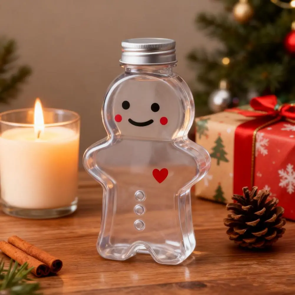 

Gingerbread Man Themed Beverage Holder Gingerbread Drink Bottle Festive Gingerbread Man Drink Bottles with for Milk for Holidays