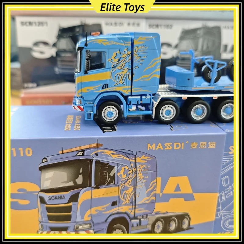 

Massdi 1:64 Scale Scania Alloy Car Tractor Head Flatbed Trailer Engineering Vehicle Model Decorative Collection Trendy Box Gift