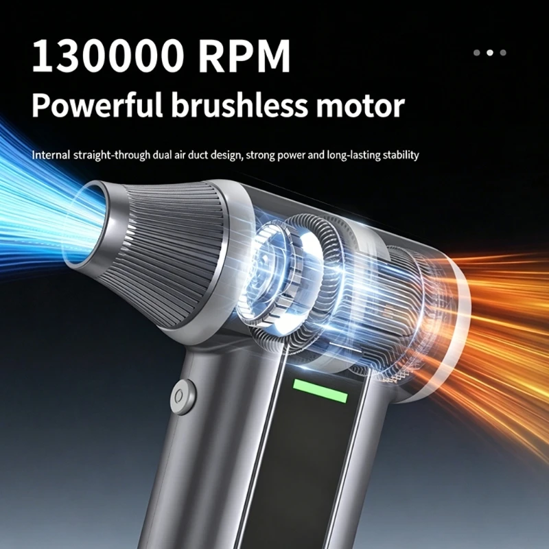 130000RPM Powerful Blower And Vacuum Double Function Handheld Air Duster For Home Office And Outdoor Use F19E